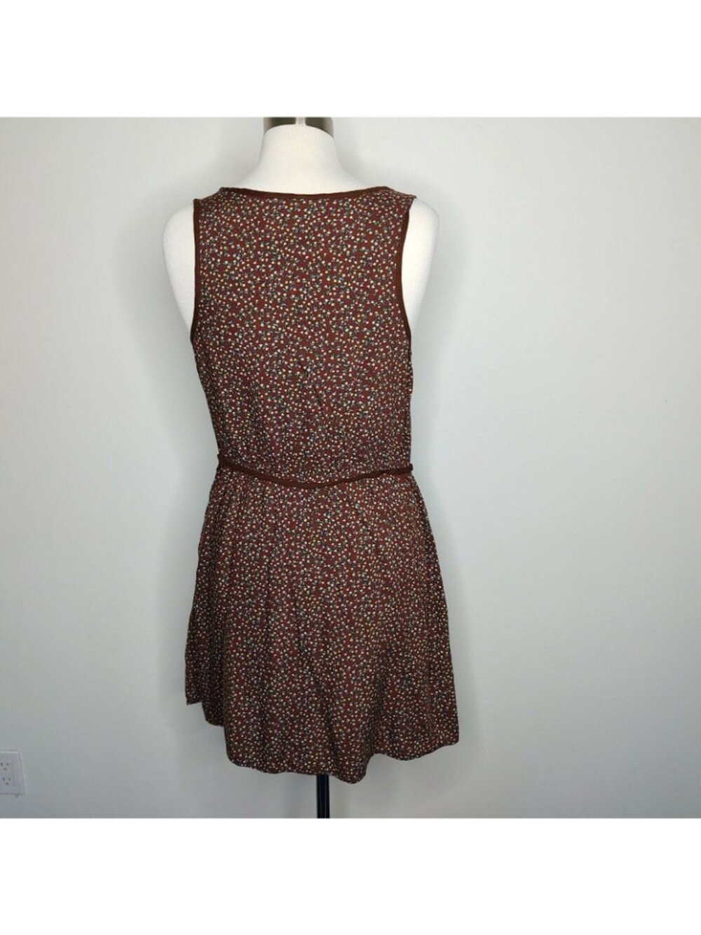 Mossimo Brown Floral Sleeveless Mini Dress L - Picture 4 of 10